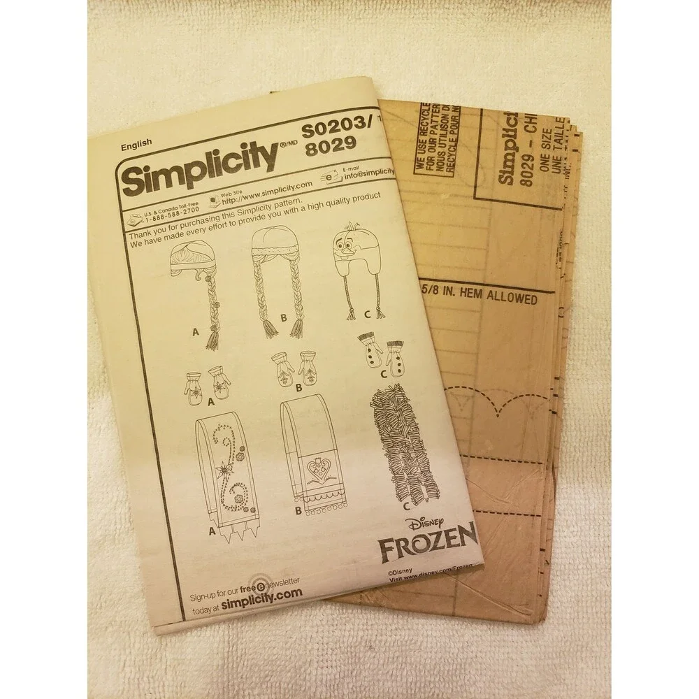 Disney's Frozen Child Hats, Mittens & Scarves Simplicity Sewing Pattern J0203